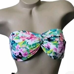 Tommy Bahama Fleur De Flora Twist Bandeau Bikini Top in White